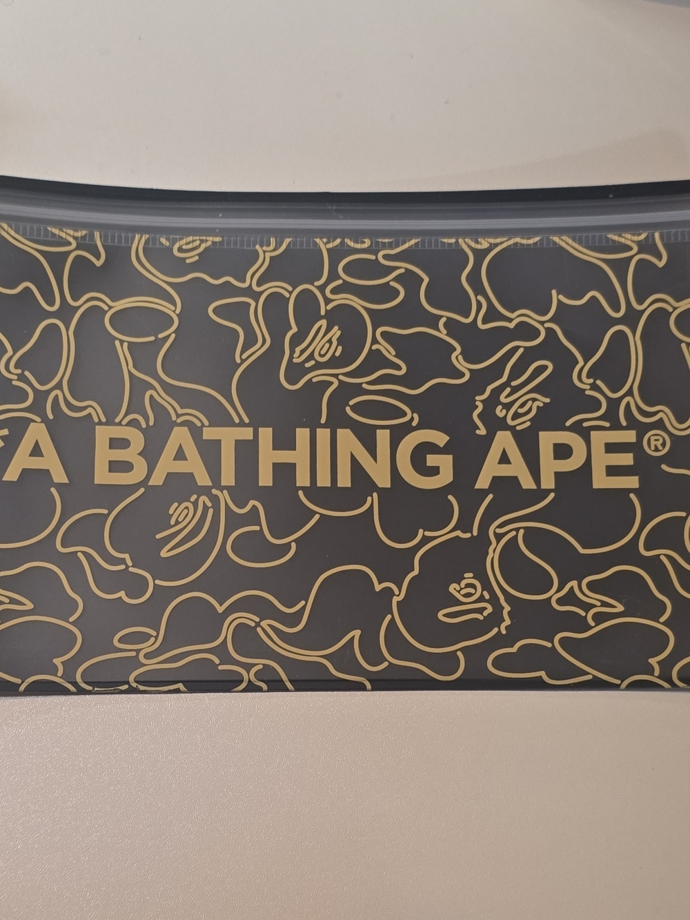 A Bathing Ape Black Gold Abstract Plastic Pouch Zipper Streetwear